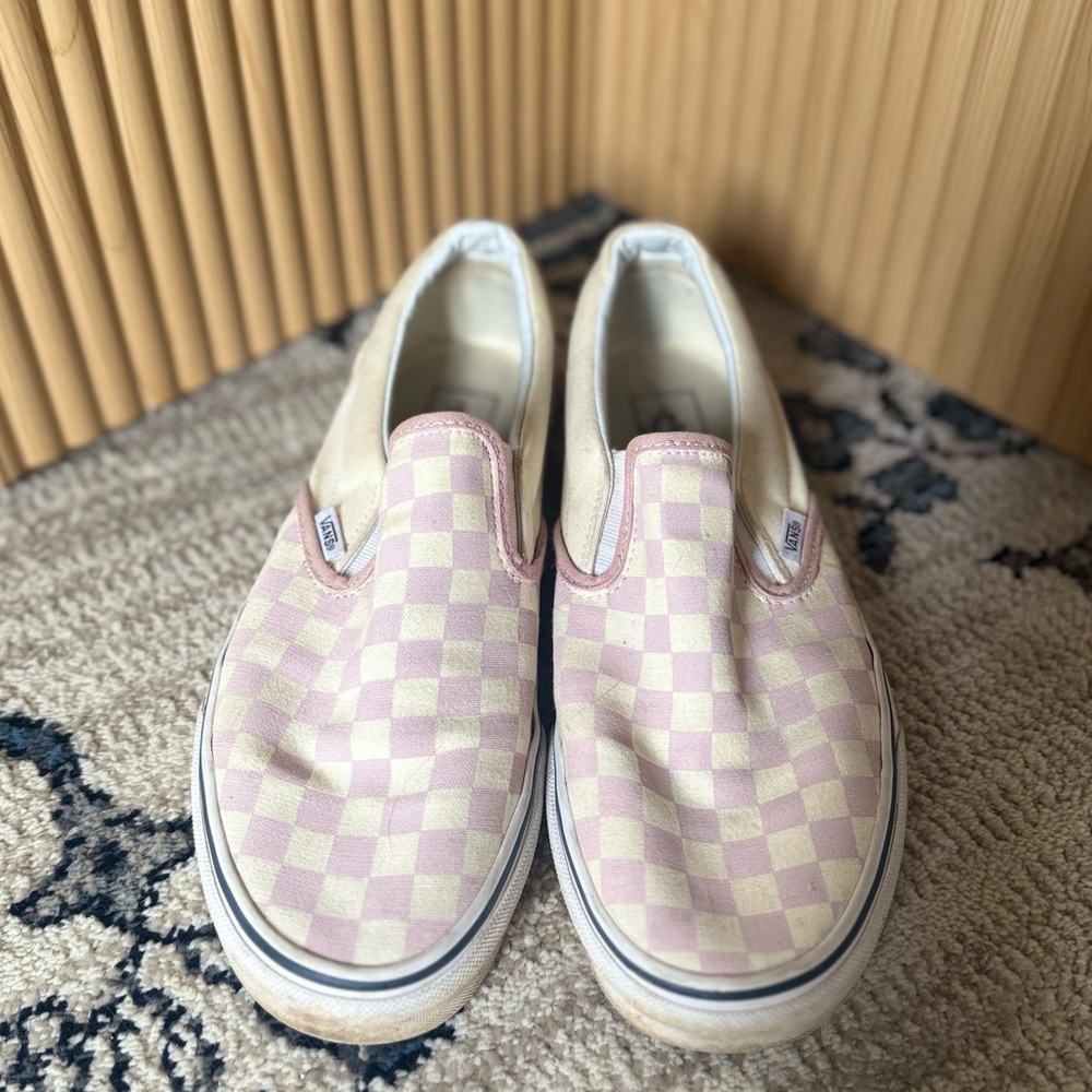 Vans Slip-On Checkerboard Pink & Cream Shoes Size US Women’s 10.5 Men’s 9